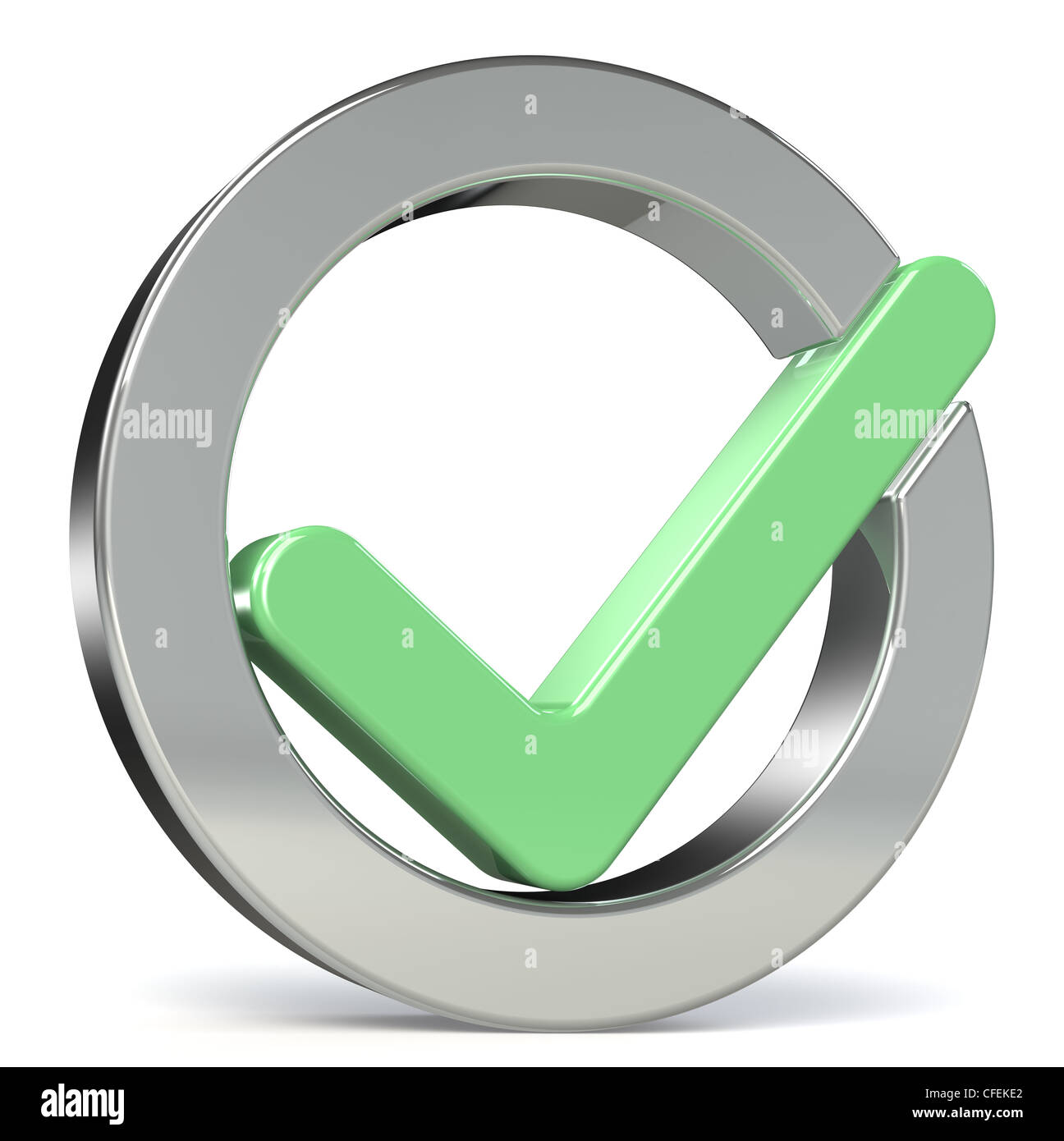 Forma del círculo verde, marca de verificación Foto de stock