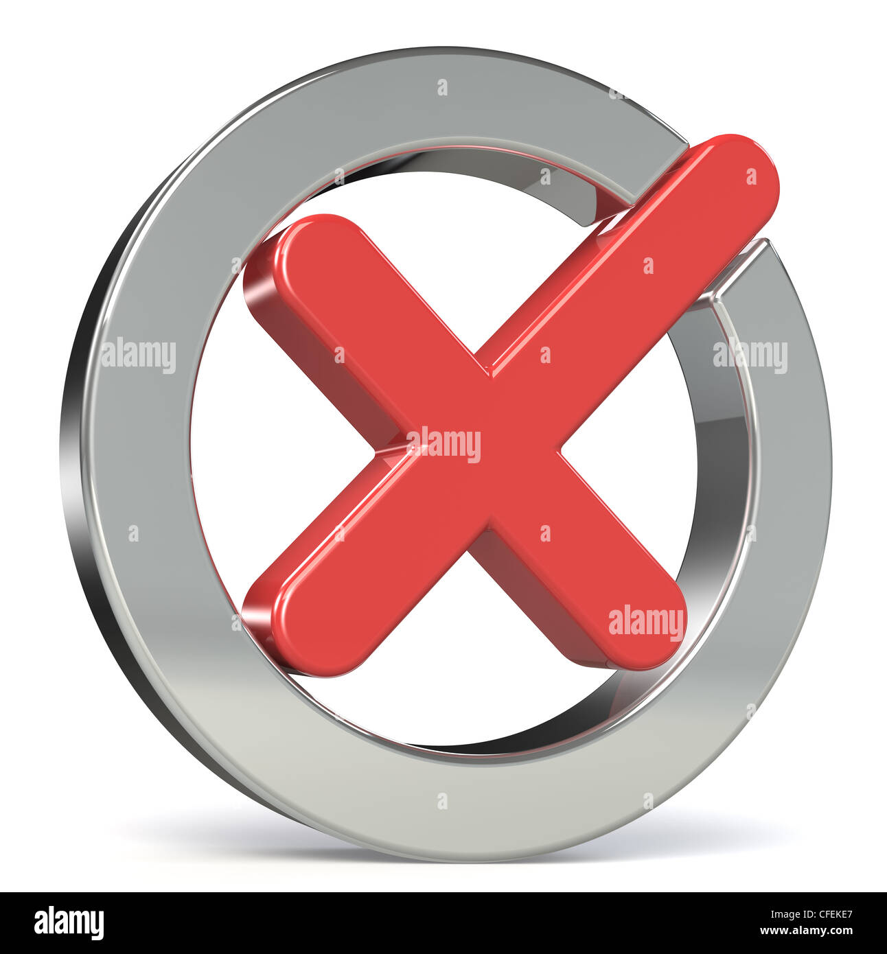 Marca de verificación, de forma de círculo rojo Foto de stock