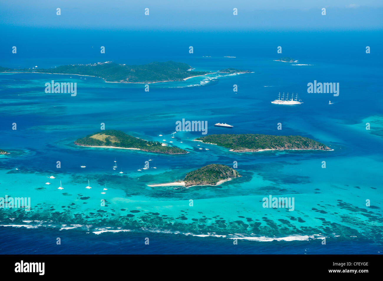Y Tobago Cays Isla Mayreau, San Vicente y las Granadinas, Islas de Barlovento, Antillas, Caribe, América Central Foto de stock