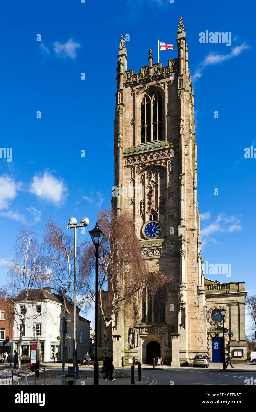 La fachada de la catedral, Derby Derbyshire, East Midlands, Inglaterra, Reino Unido. Foto de stock