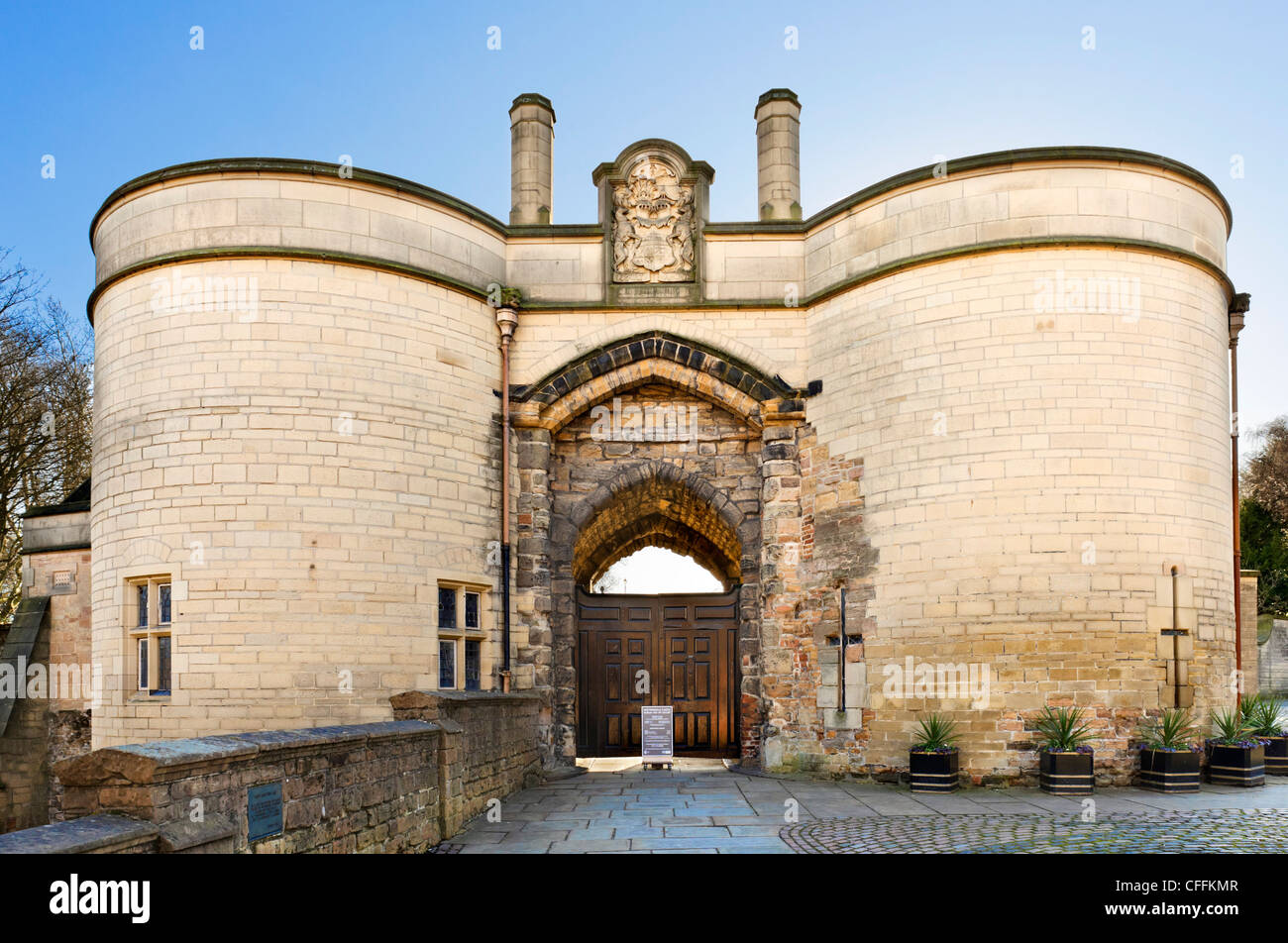 Entrada al castillo de Nottingham, Nottingham, Nottinghamshire, Inglaterra, Reino Unido. Foto de stock