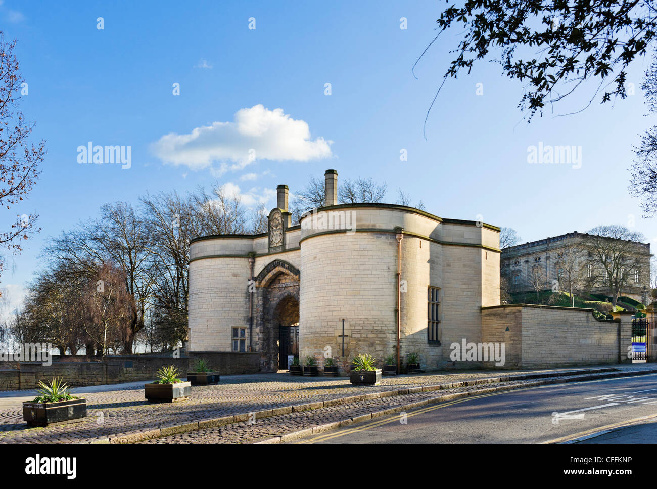 Entrada al castillo de Nottingham, Nottingham, Nottinghamshire, Inglaterra, Reino Unido. Foto de stock