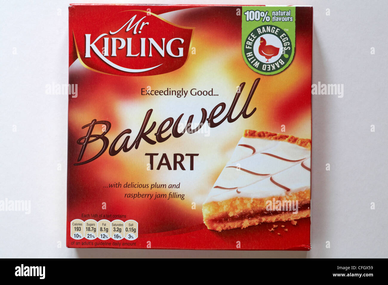 Caja de Mr Kipling extremadamente buena Bakewell Tart aislado sobre fondo  blanco Fotografía de stock - Alamy