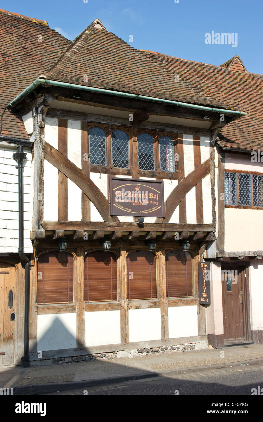 El antiguo restaurante indio Raj, Canterbury Kent UK. North Lane Canterbury. De madera del edificio. Foto de stock