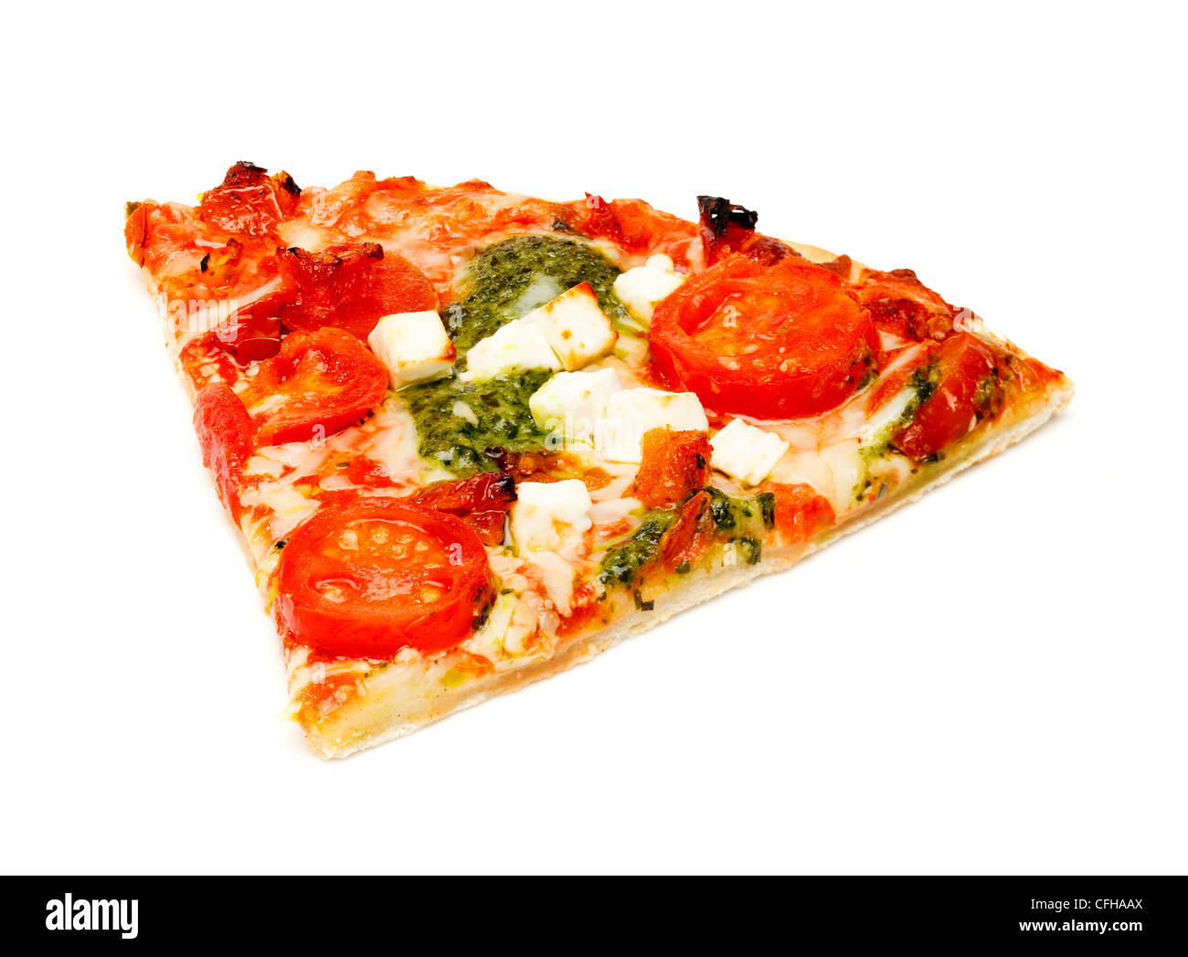 Slice pizza de queso y tomate Foto de stock