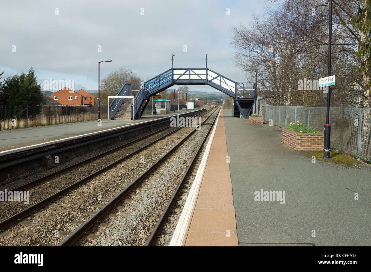 Craven Arms railway station la plataforma en Shropshire Inglaterra. Foto de stock