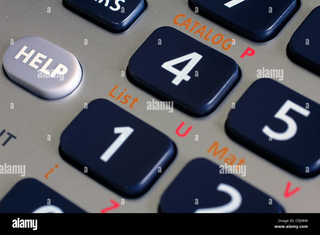 Personalidades claves en un metal calculadora hacia la inclusión de la palabra 'help'. Foto de stock