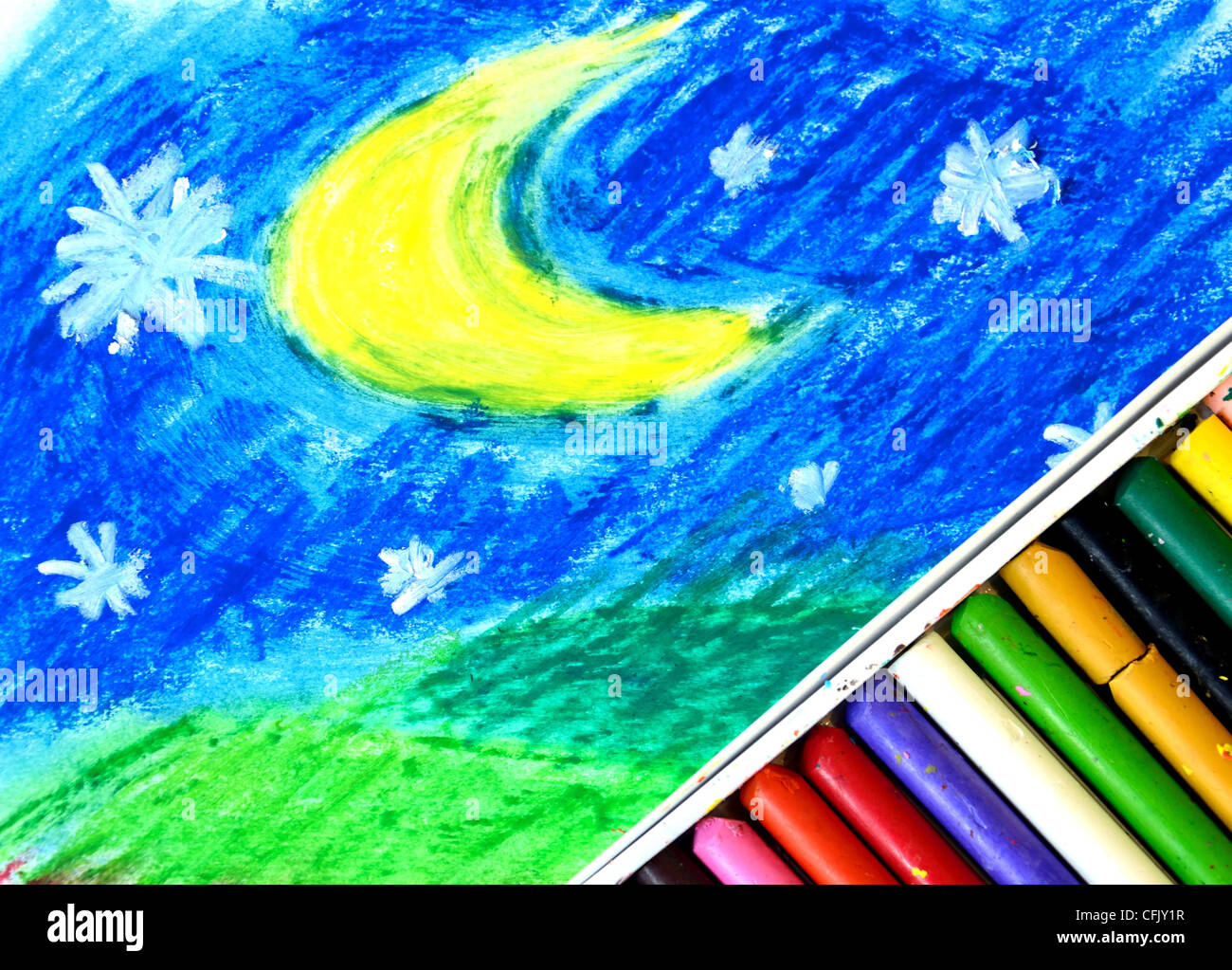 Pintura y crayones Pastel de aceite Fotografía de stock - Alamy