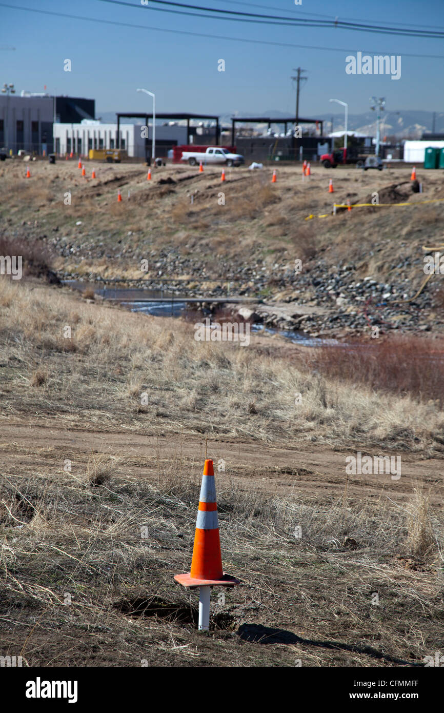 La contaminación de los Ríos South Platte con benceno de refinería Suncor Foto de stock