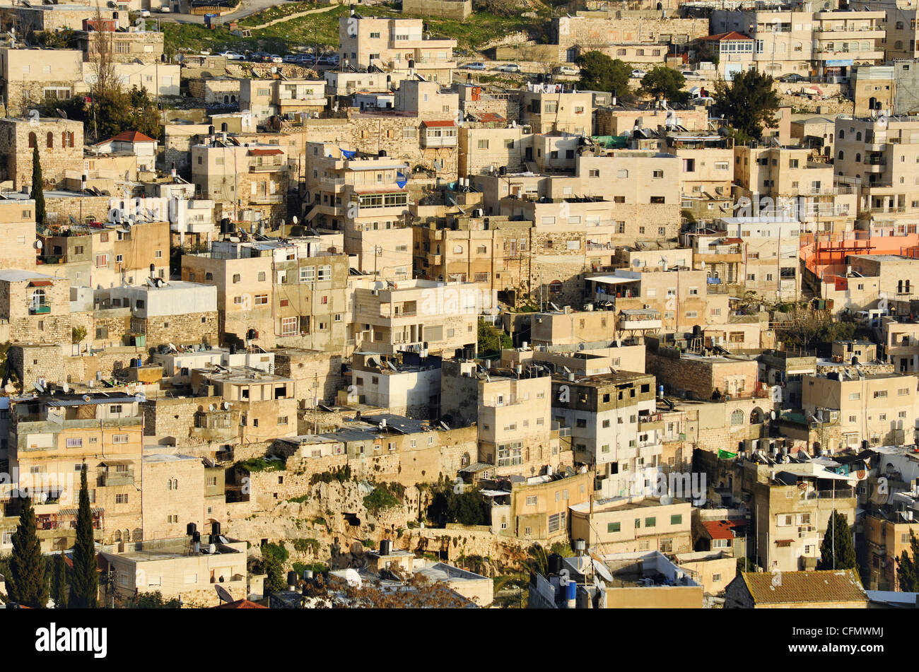 Barrio Árabe en las laderas del Monte de los Olivos en Jerusalén, Israel. Foto de stock