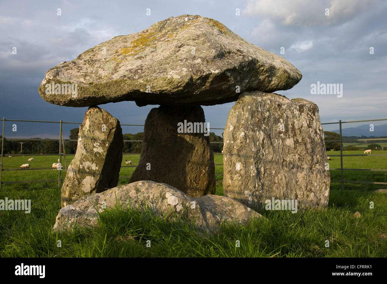 Una cámara de enterramiento neolítico conocido como Bodowyr en Anglesey, Gales del Norte Foto de stock