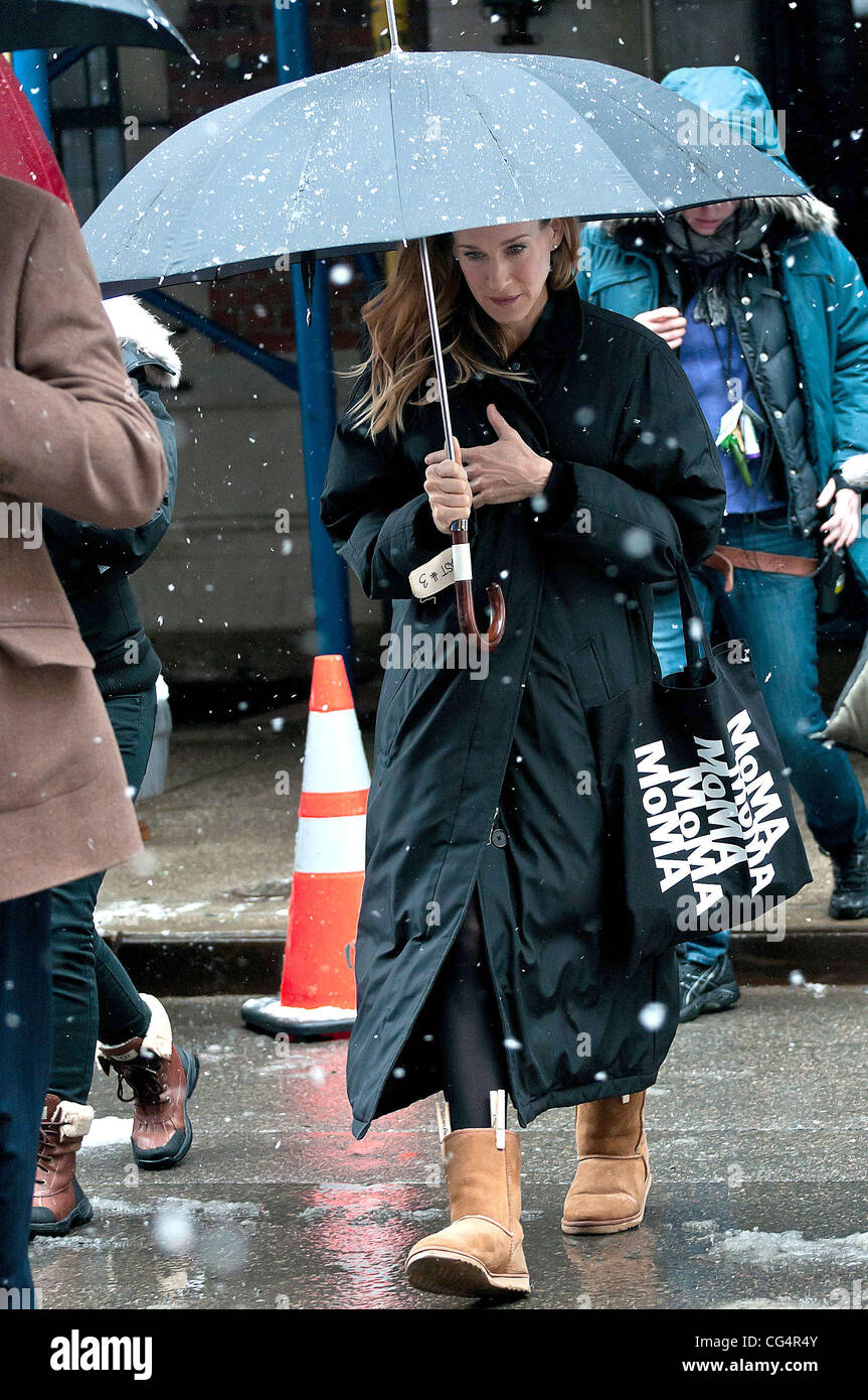 Sarah Jessica Parker en la película de "No sé cómo ella lo hace" en el West  Village de Manhattan. La Ciudad de Nueva York, EE.UU. - 26.1.11 Fotografía  de stock - Alamy