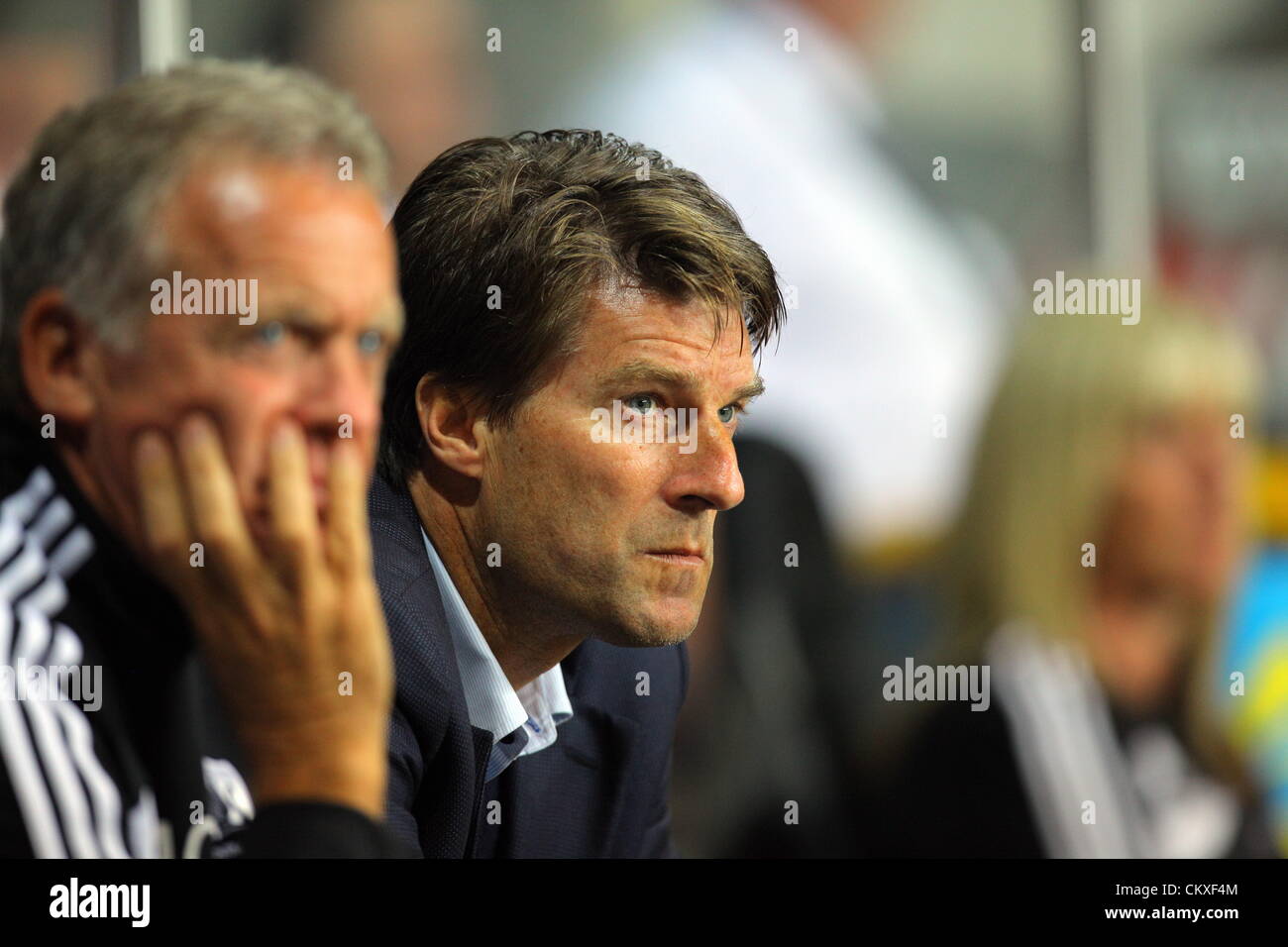 Liberty Stadium, Swansea, Reino Unido. El 28 de agosto de 2012. Foto: Gerente Michael Laudrup de Swansea. Capital One Cup juego, Swansea City FC v Barnsley en el Liberty Stadium, al sur de Gales, Reino Unido. Crédito: D Legakis / Alamy Live News Foto de stock