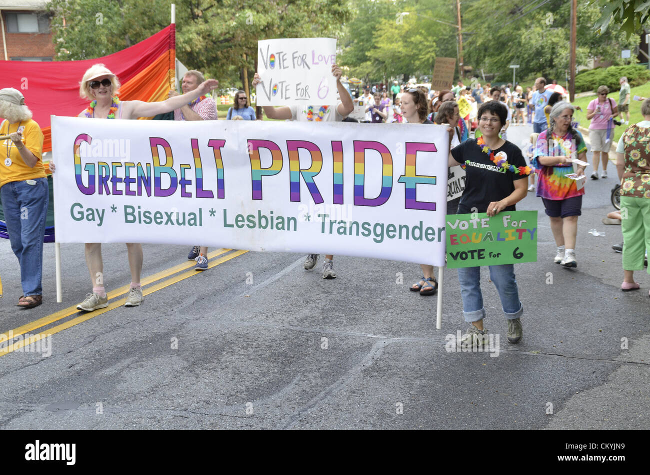 Septiembre 3, 2012, Greenbelt, Maryland USA Greenbelt Desfile del Día del Trabajo de la comunidad gay lésbico ingresó en Greenbelt el Desfile del Día del Trabajo Foto de stock