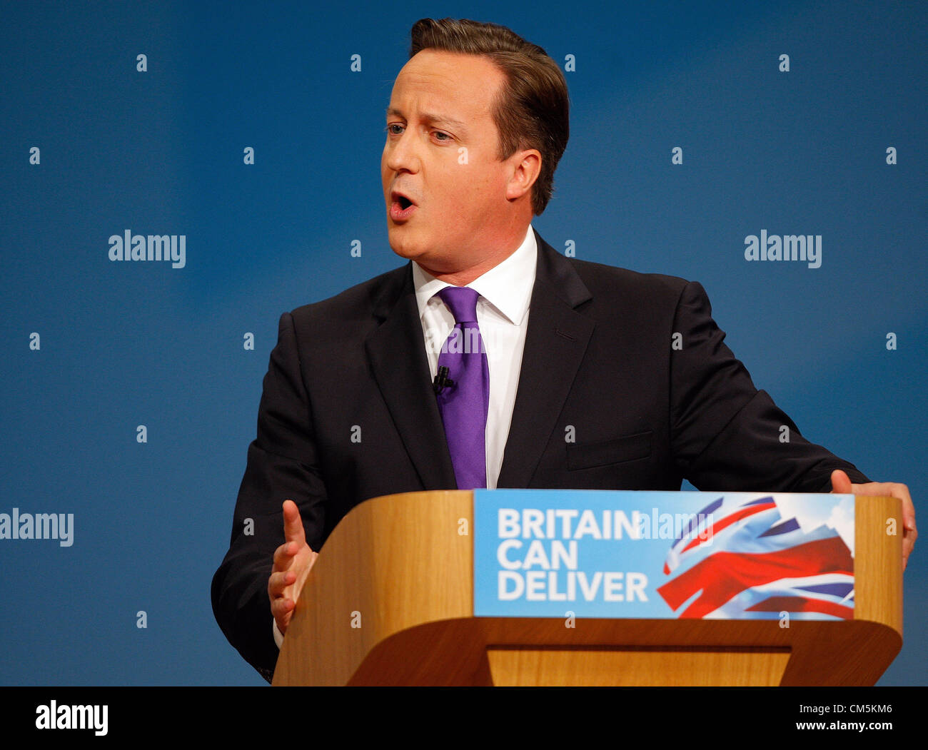 DAVID Cameron, el Primer Ministro el 10 de octubre de 2012, el ICC Birmingham England Foto de stock