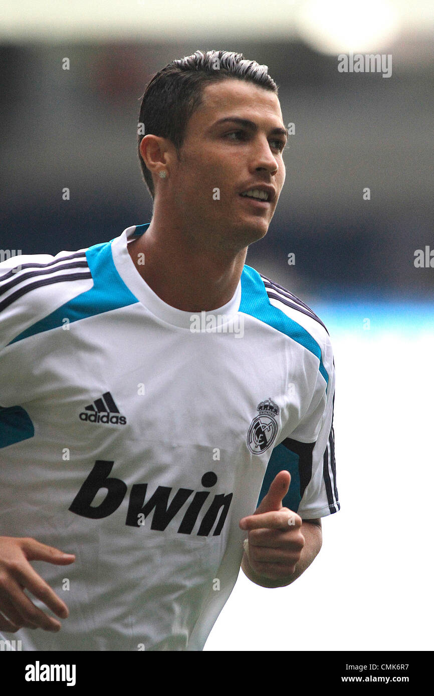 19.08.2012 Madrid, España. La liga de fútbol Real Madrid vs Valencia CF:  Cristiano Ronaldo sonriente Fotografía de stock - Alamy