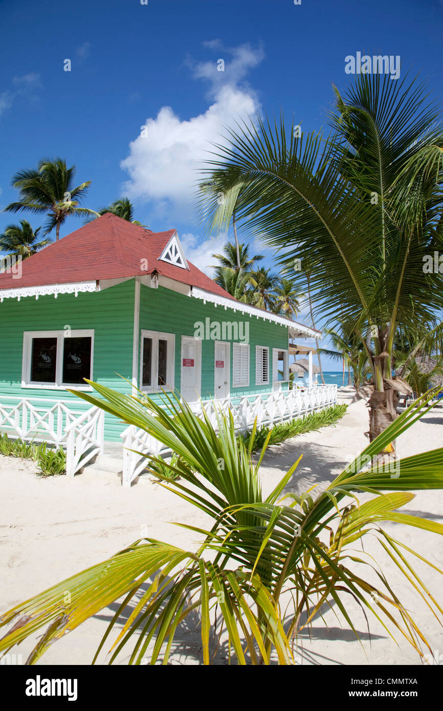 Cabaña en la playa, Playa Bávaro, Punta Cana, República Dominicana, Antillas, Caribe, América Central Foto de stock