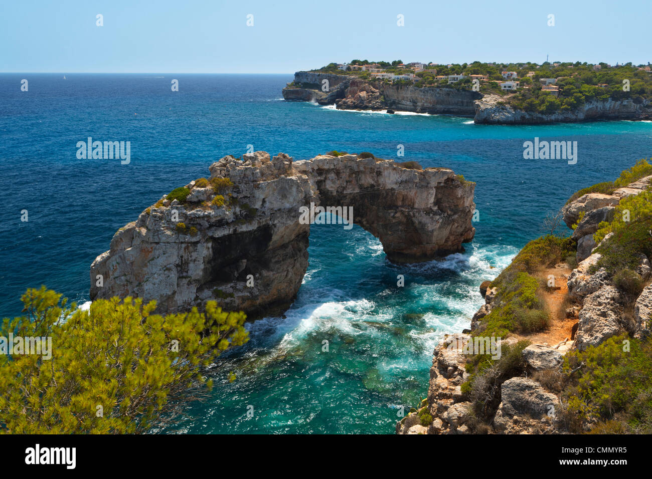 Arco Natural, Cala Santanyi Es Pontas, Mallorca, Islas Baleares, España, Mediterráneo, Europa Foto de stock