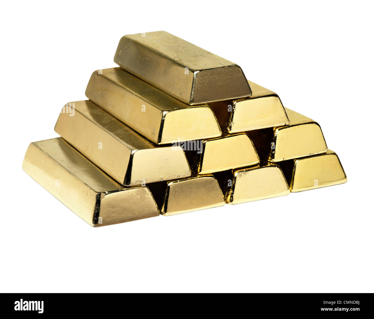 Pirámide de lingotes de oro Foto de stock