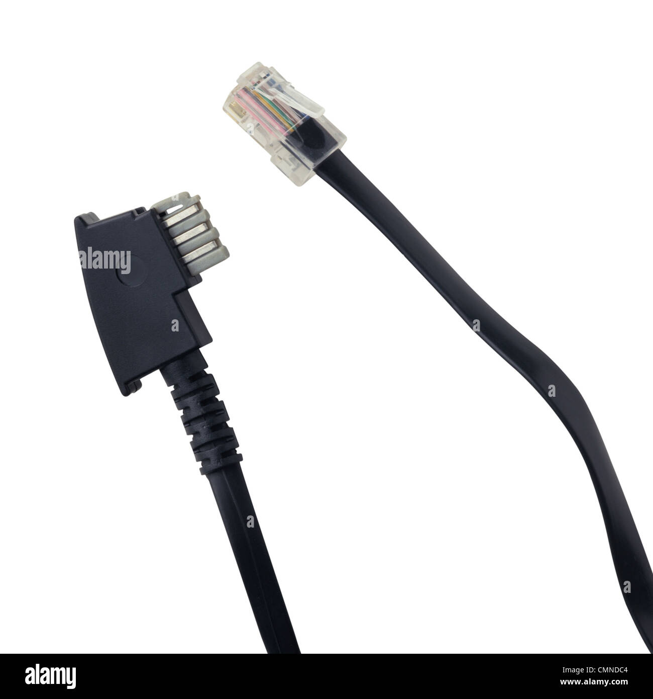 Cables de conexión con conectores. Foto de stock