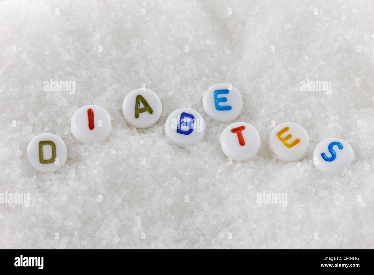 La palabra Diabetes en alfabeto cordones de azúcar Foto de stock