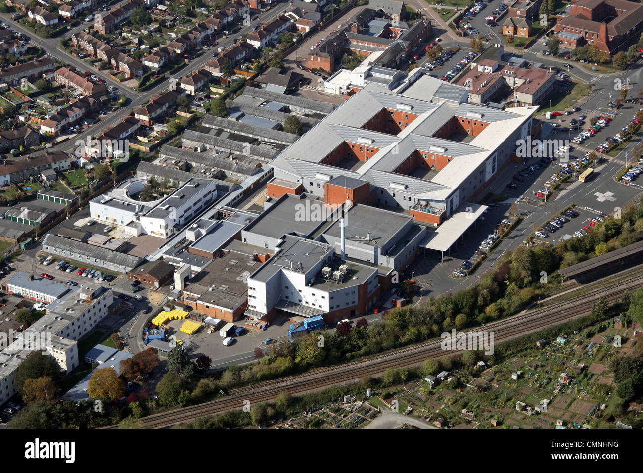 Vista aérea del Hospital del Condado de Hereford Foto de stock