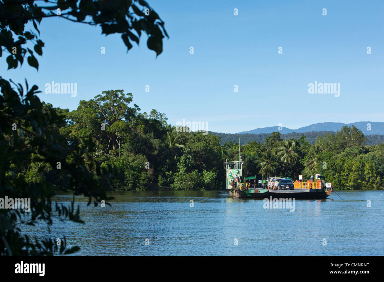 El Río Daintree ferry de cable. Parque Nacional Daintree, Queensland, Australia Foto de stock