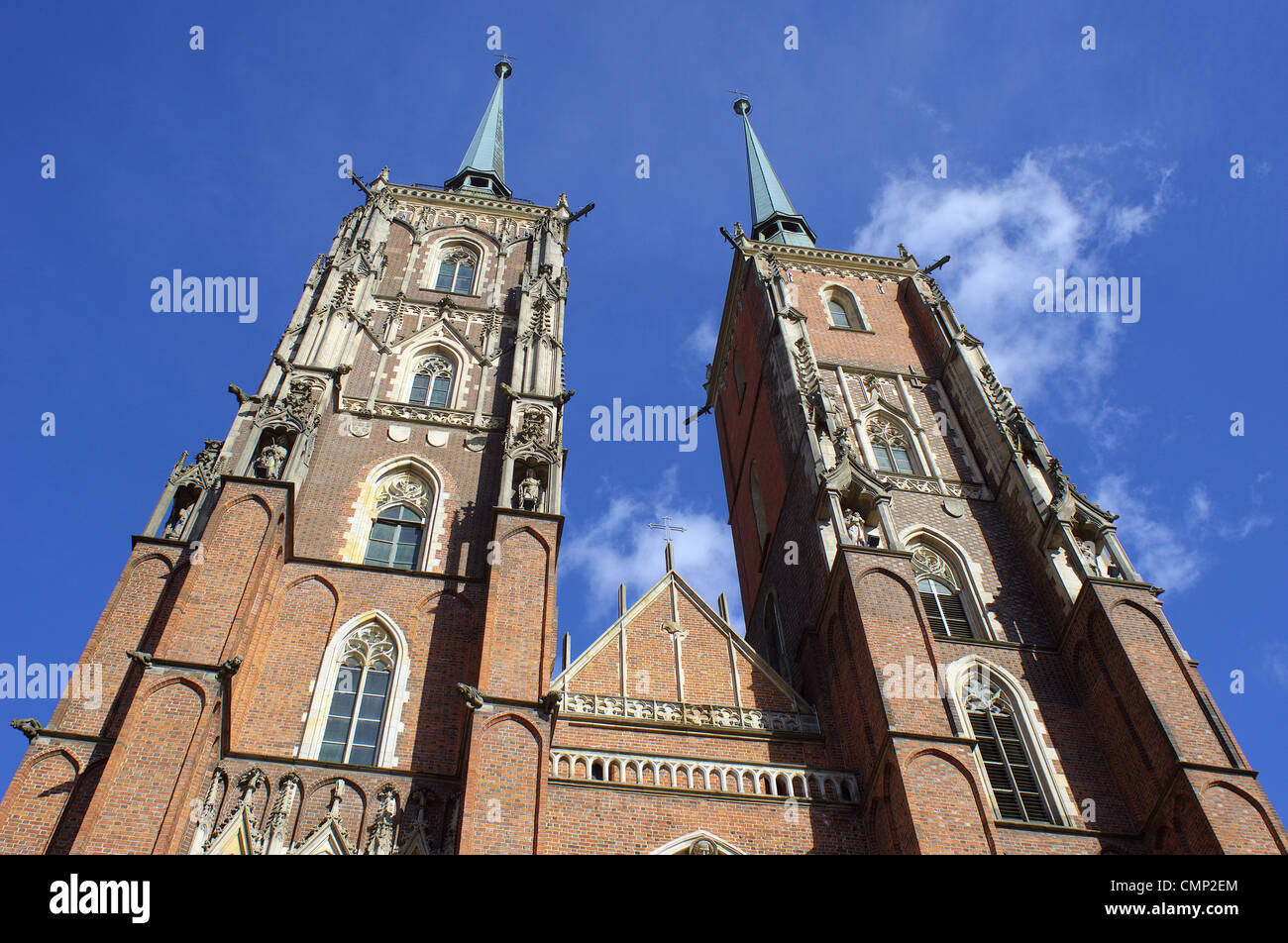 La Catedral gótica de San Juan Torres Ostrow Tumski Wroclaw Polonia Foto de stock