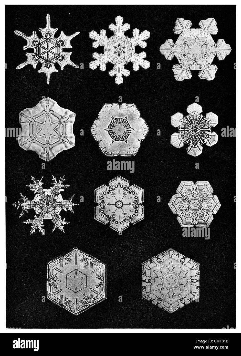 Las formas geométricas de cristal de nieve de Navidad copo de nieve Foto de stock