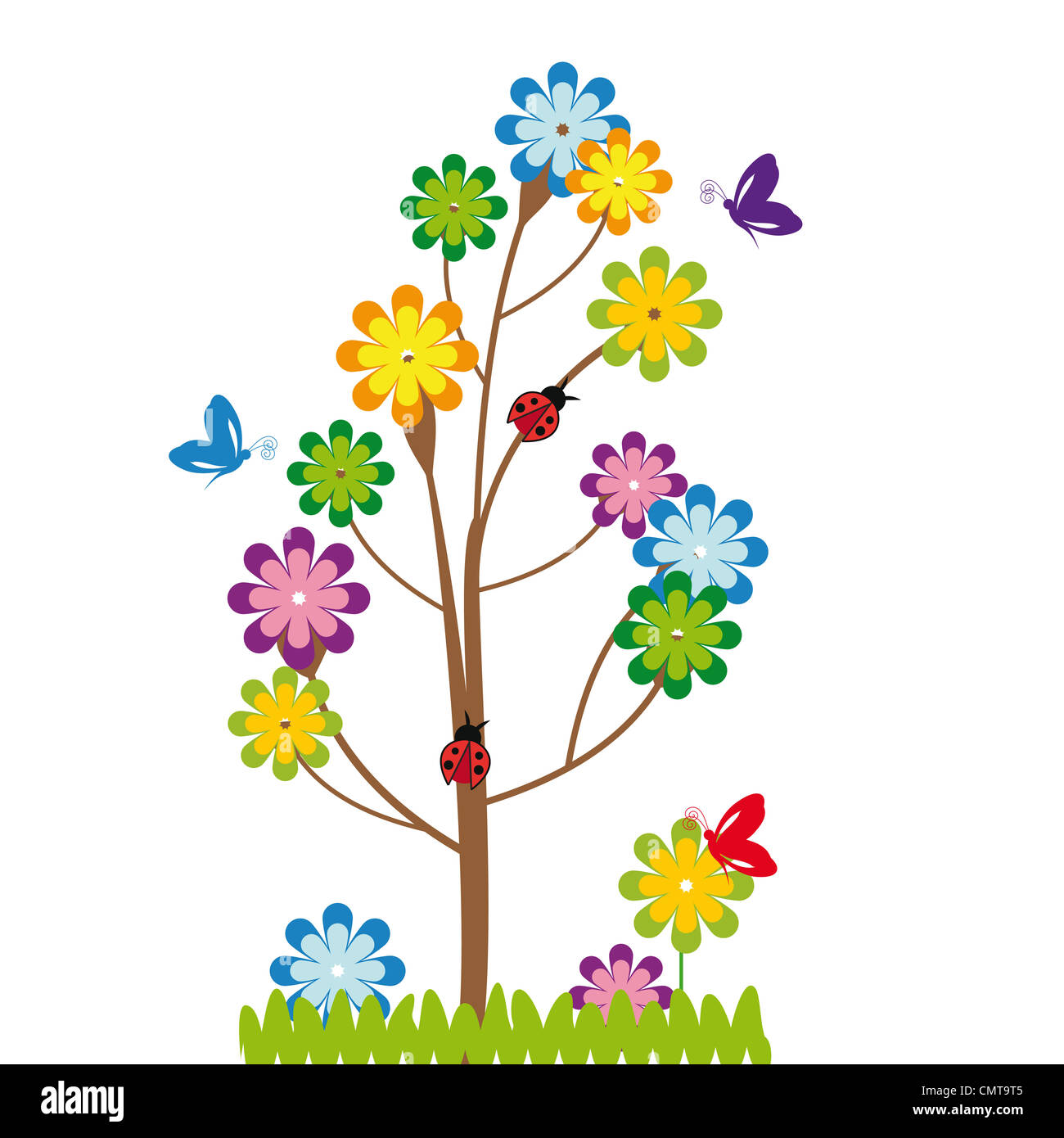 Cute dibujos animados para niños con árboles y flores Fotografía de stock - Alamy Cute dibujos animados para niños con árboles y flores Fotografía de stock - Alamy