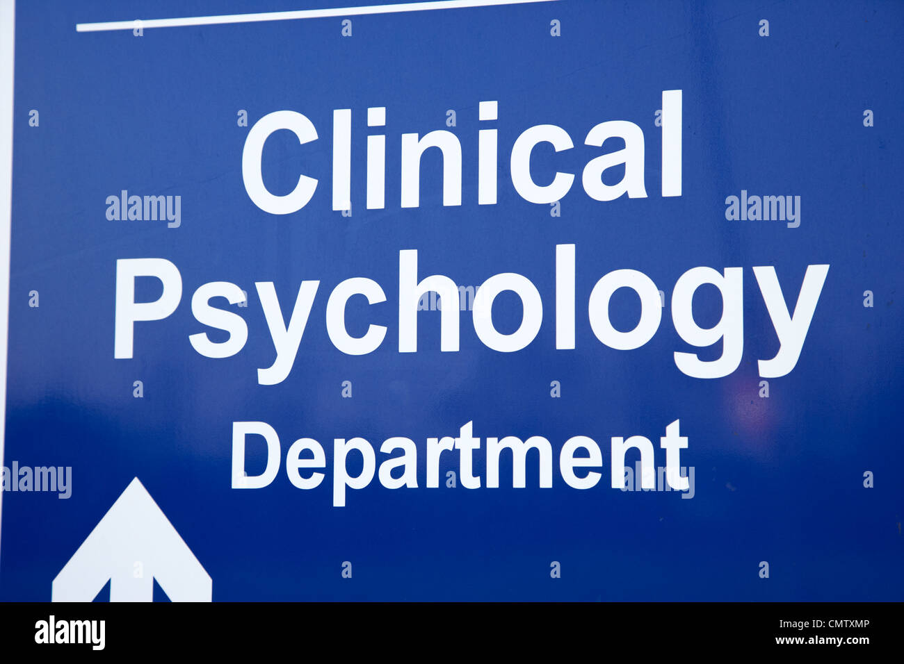 Cartel para el departamento de psicología clínica del hospital uk reino unido Foto de stock