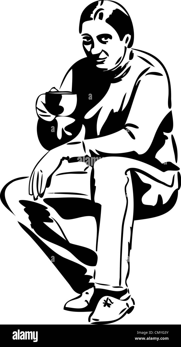 Un hombre con una taza de bebedores de té Foto de stock