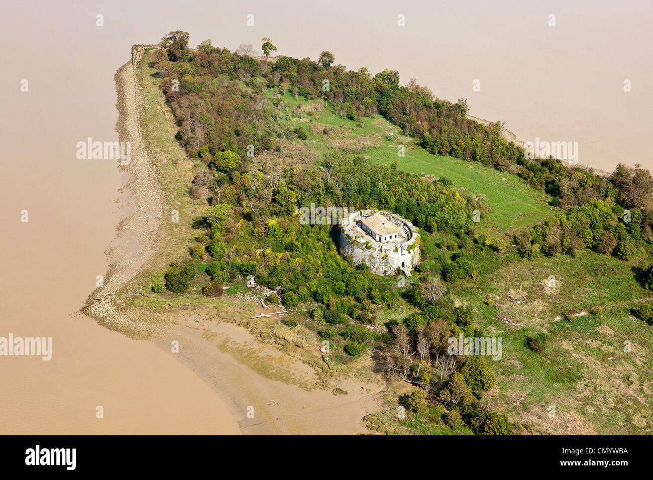 Francia, Gironde, Blaye, Fort paté, Las fortificaciones de Vauban, catalogado como Patrimonio Mundial por la UNESCO (vista aérea) Foto de stock