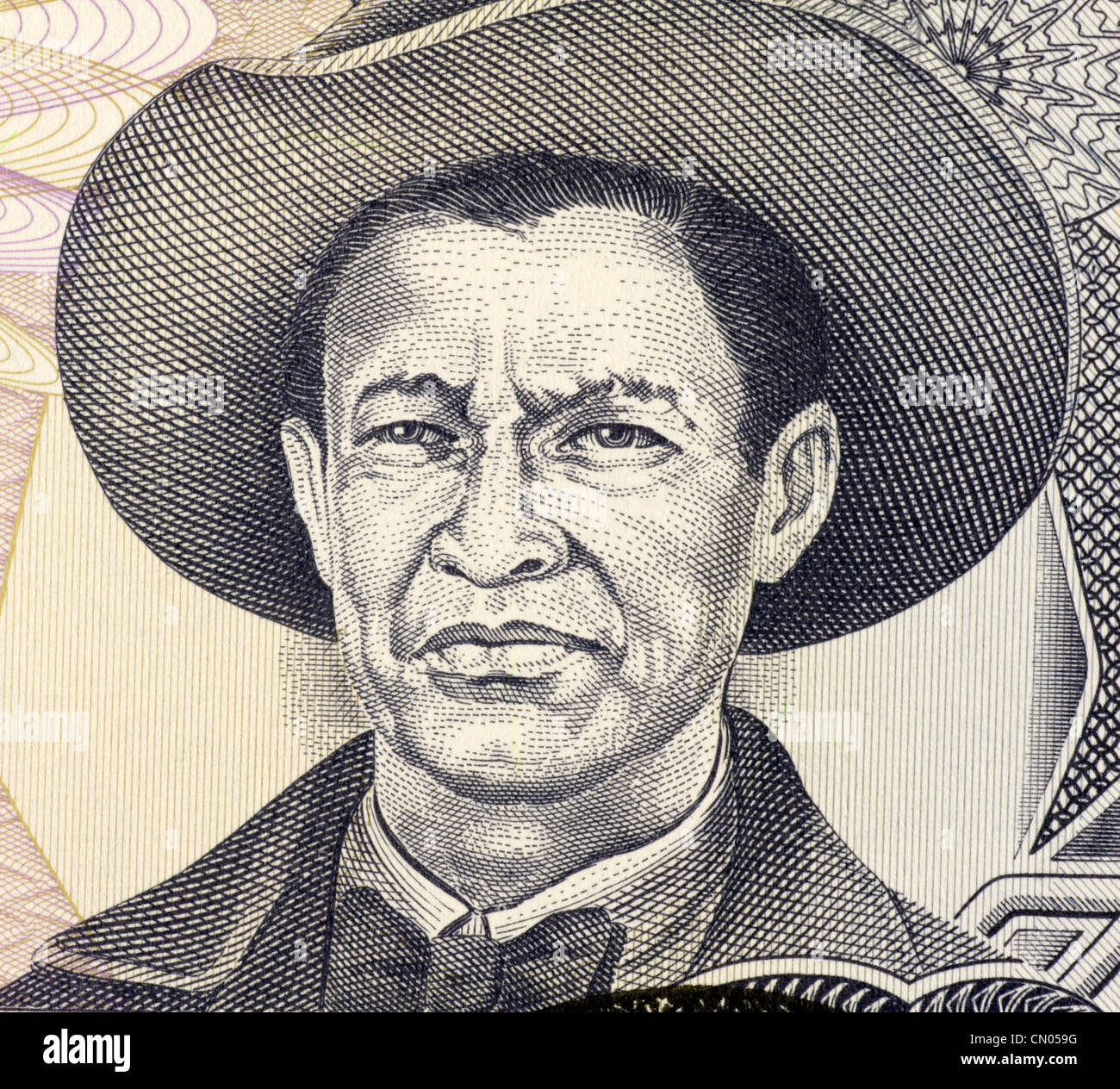Augusto César Sandino (1895-1934) en 1000 Gordobas billetes de 1985 de Nicaragua. Revolucionario nicaragüense. Foto de stock