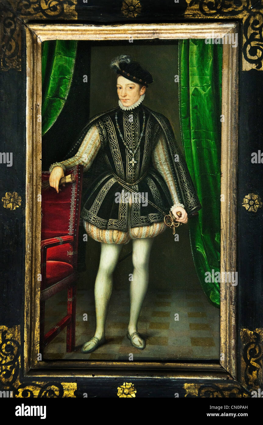 Roi Charles 9 - El Rey Carlos IX de Francia 1550 - 1574 por Francois Clouet francesa France Foto de stock