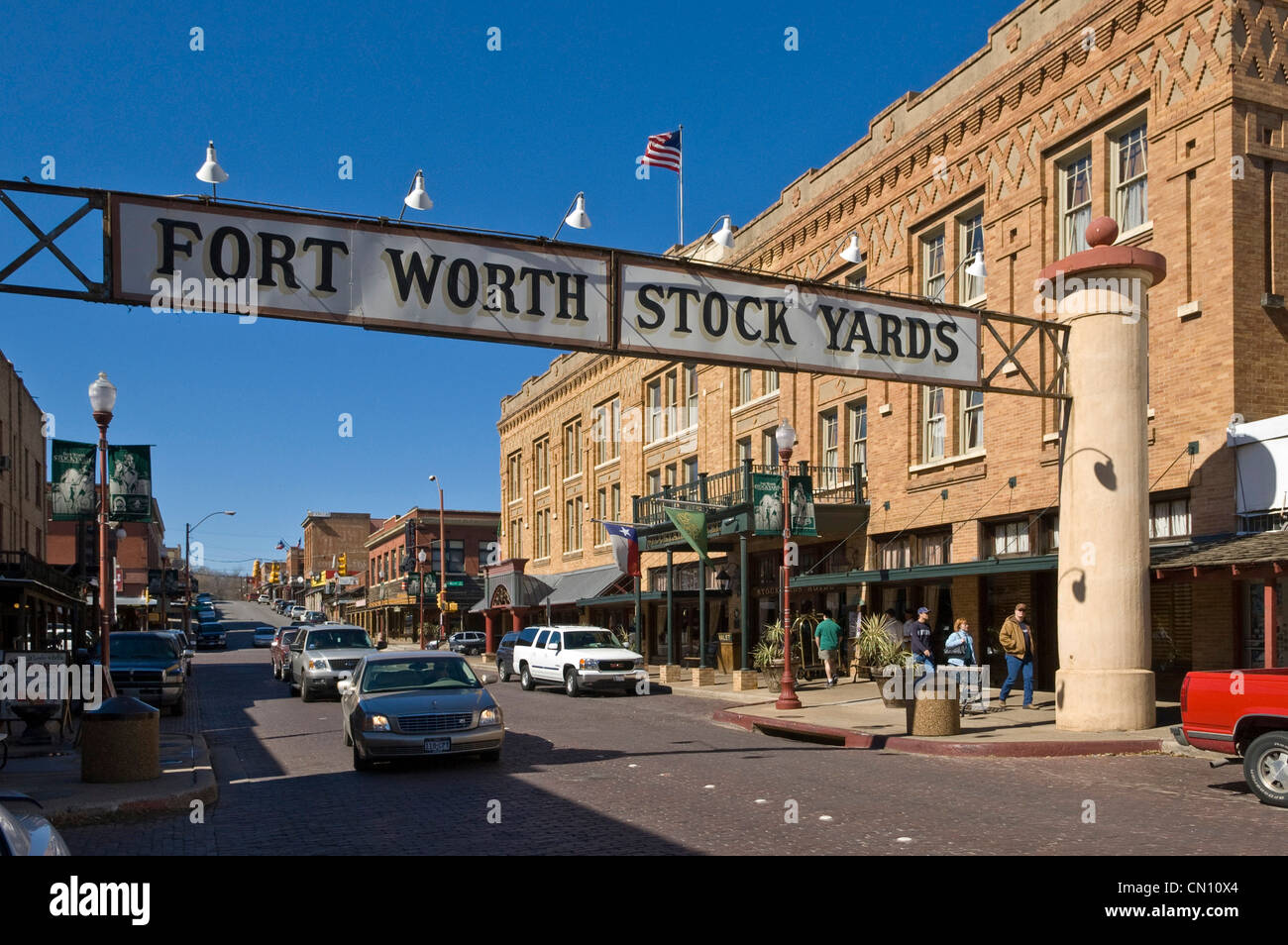 Fort Worth Stockyards, Distrito Histórico, Fort Worth, Texas, EE.UU. Foto de stock