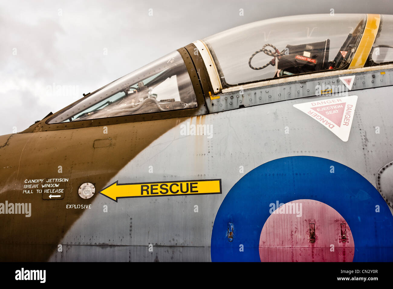 Avión cockpit, vista lateral Foto de stock