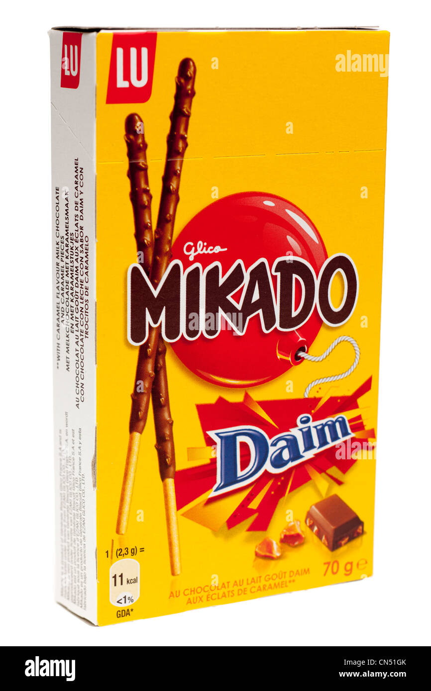Mikado Glico caramel biscuit palos Foto de stock