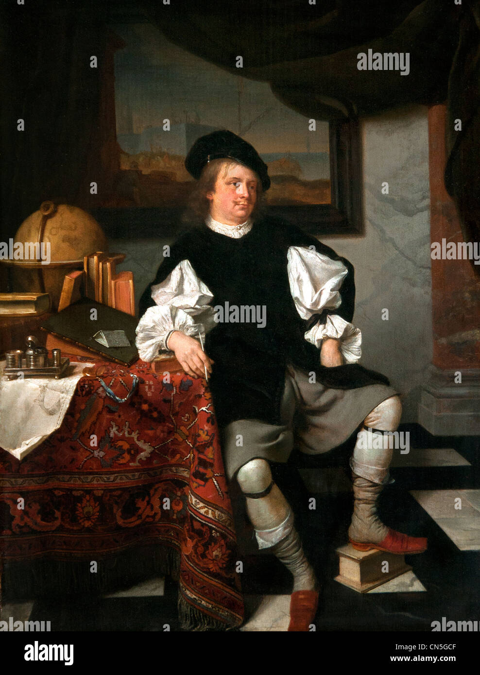 Científico (o distribuidor) en su oficina por Eglón Van Der Neer 1634 a 1703 Holanda Holandesa Foto de stock