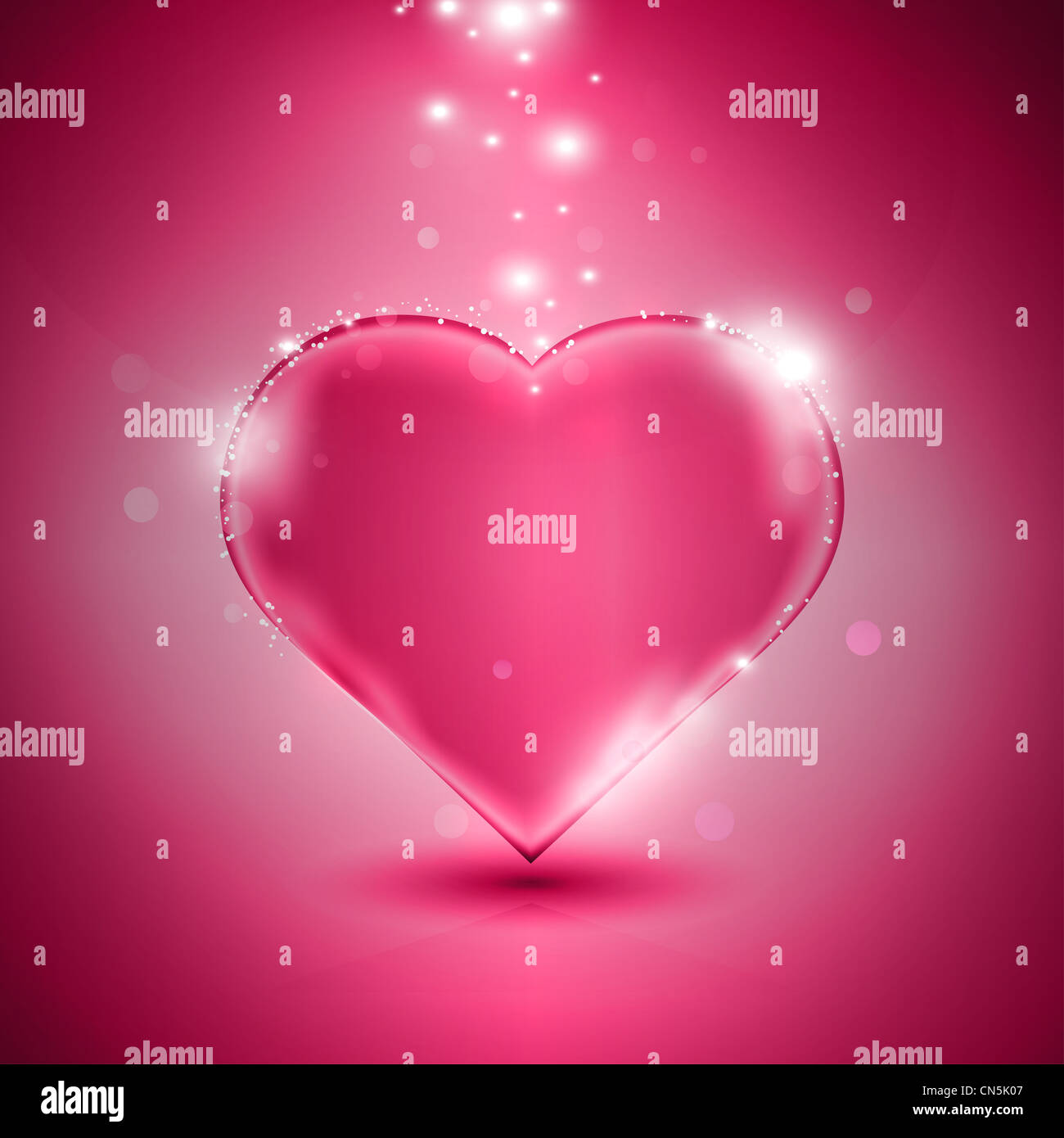 Tarjeta del Día de San Valentín con corazón rosa brillante, eps10 ilustración vectorial Foto de stock