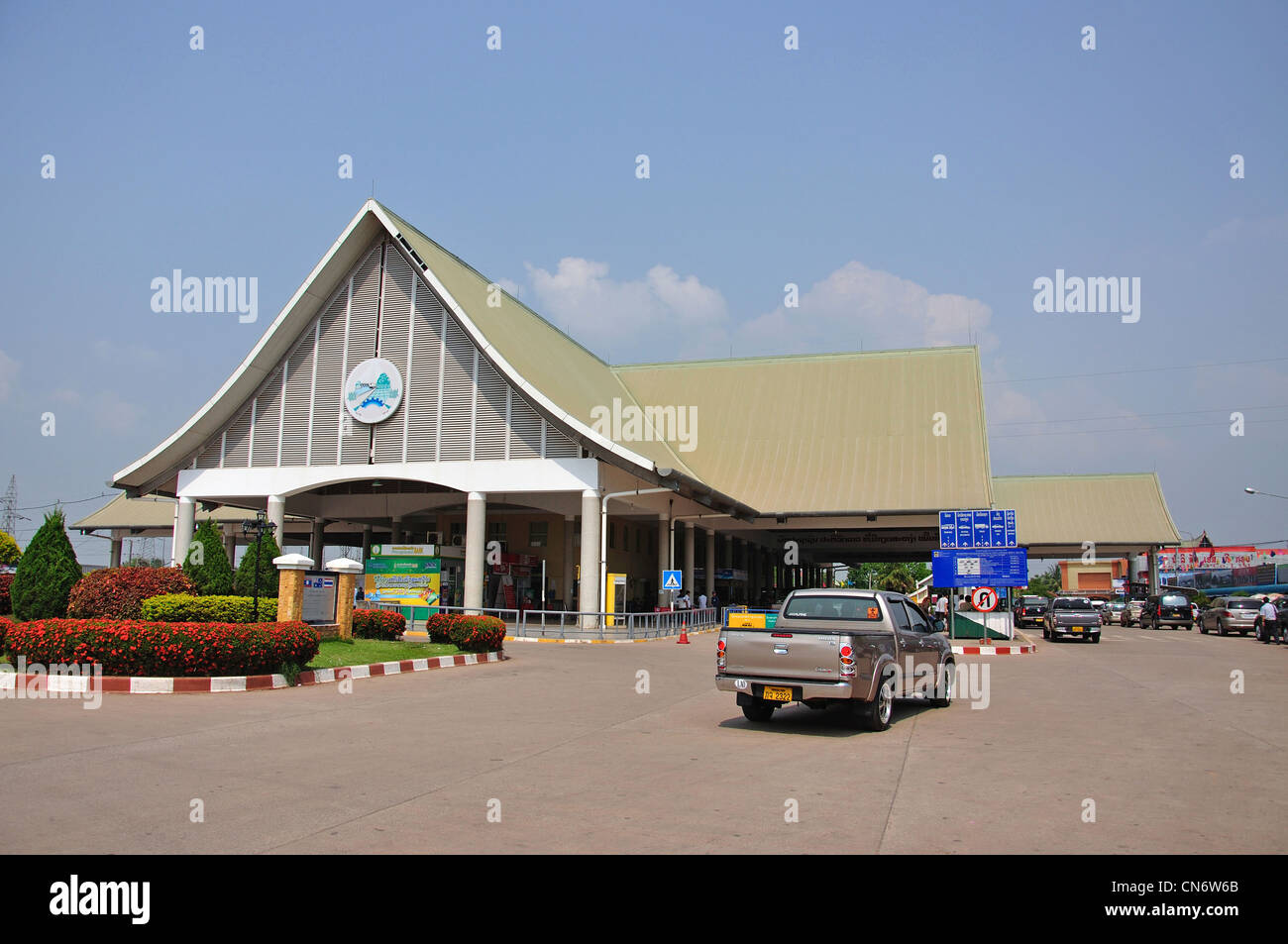 Thanaleng cruzar la frontera a Tailandia (Nong Khai) terminal, Thanaleng, Vientiane, prefectura de Vientiane, Laos Foto de stock