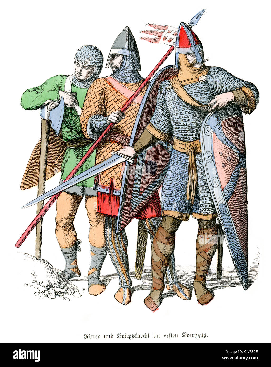 Caballeros de la Primera Cruzada vistiendo armadura chainmail Fotografía de  stock - Alamy