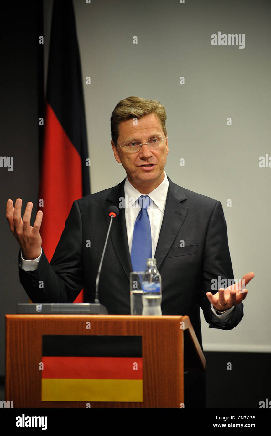 Guido Westerwelle, presidente del partido federal del FDP y el ministro federal de relaciones exteriores alemán Foto de stock