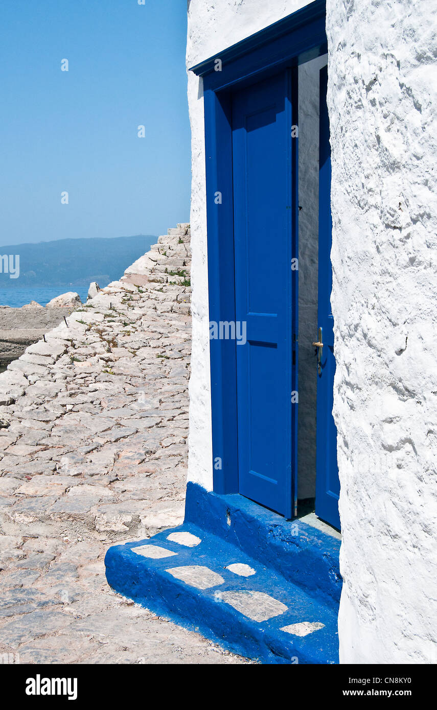 Vista de la isla griega tradicional y colores Foto de stock