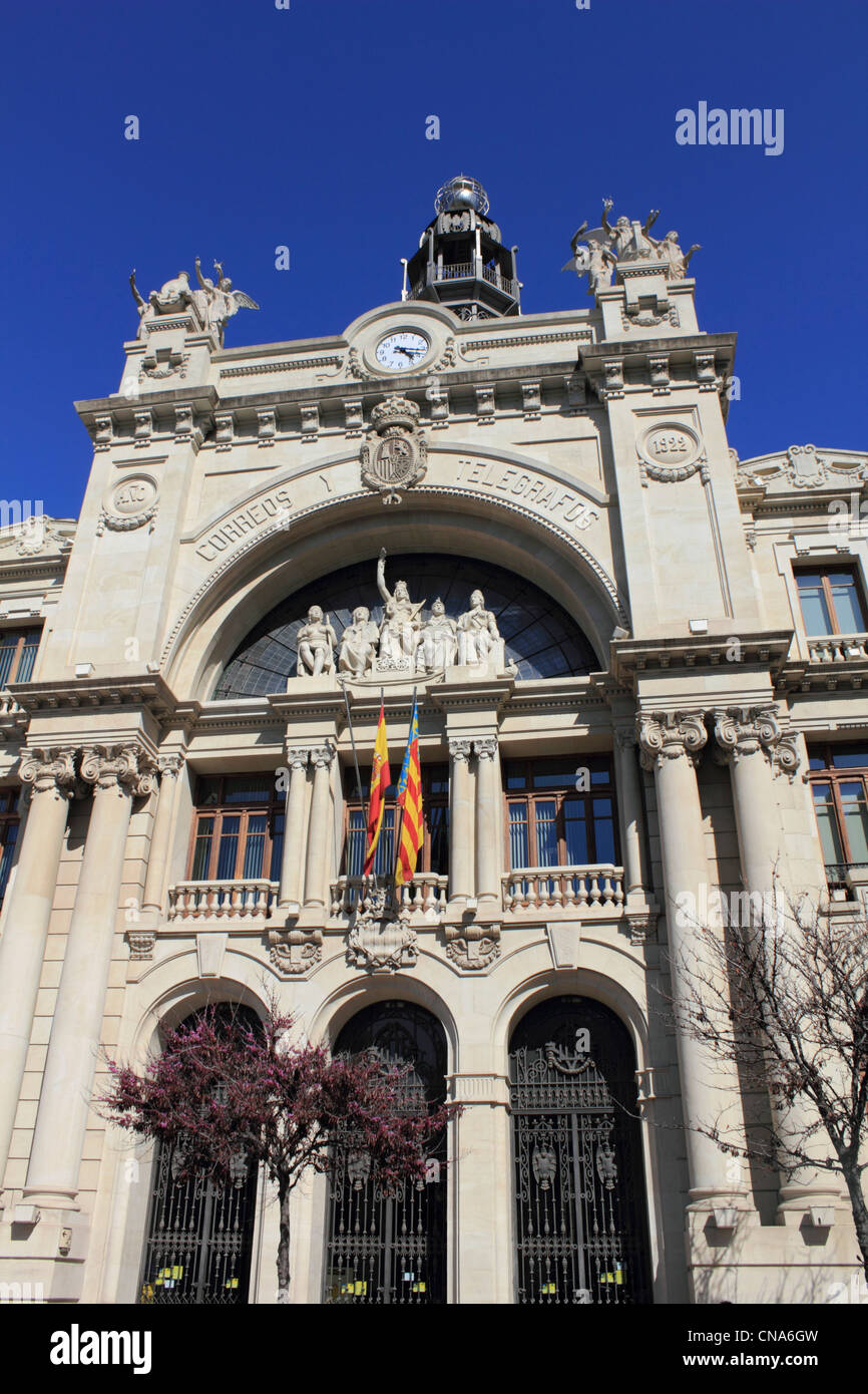 Oficina Central de Correos (edificio de Correos y Telégrafos) Valencia España Foto de stock