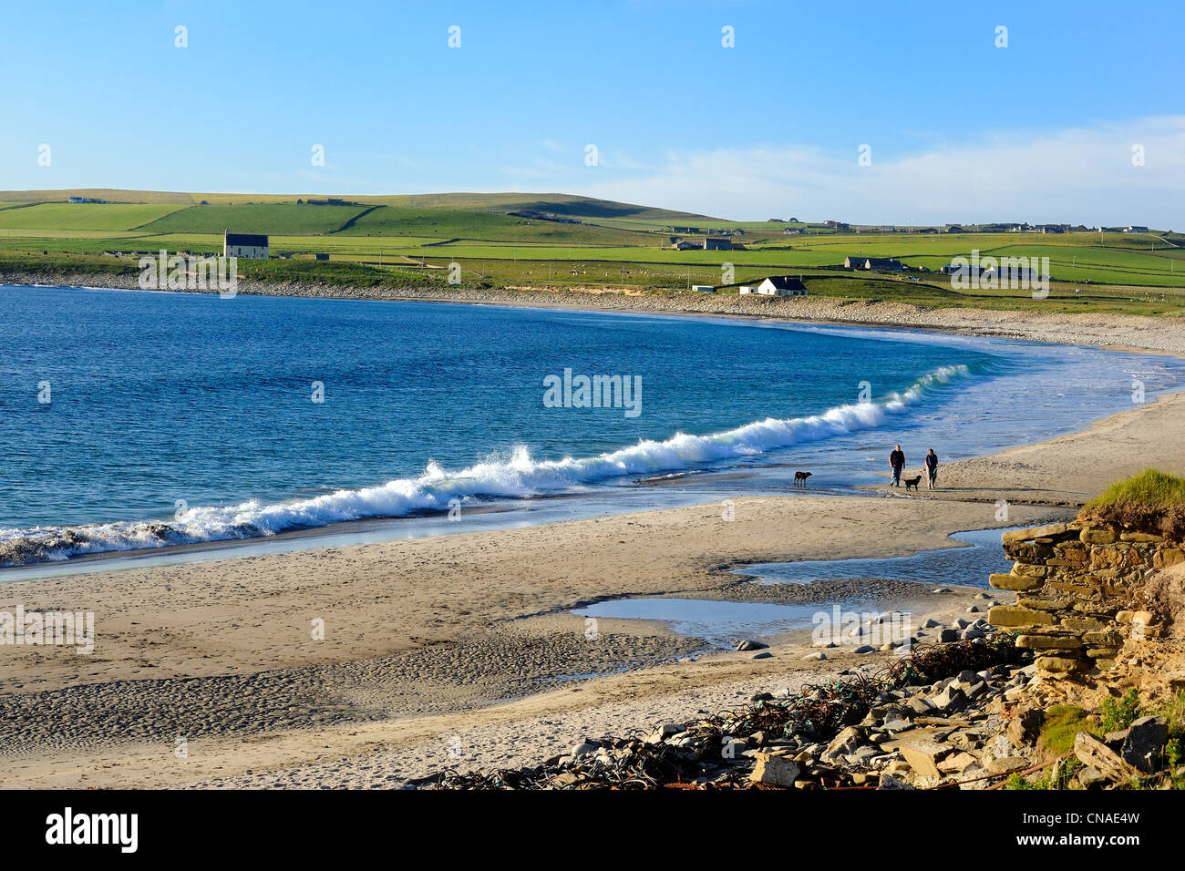 Reino Unido, Escocia, Islas Orkney, Isla, la Bahía de Skaill en Skara Brae Foto de stock
