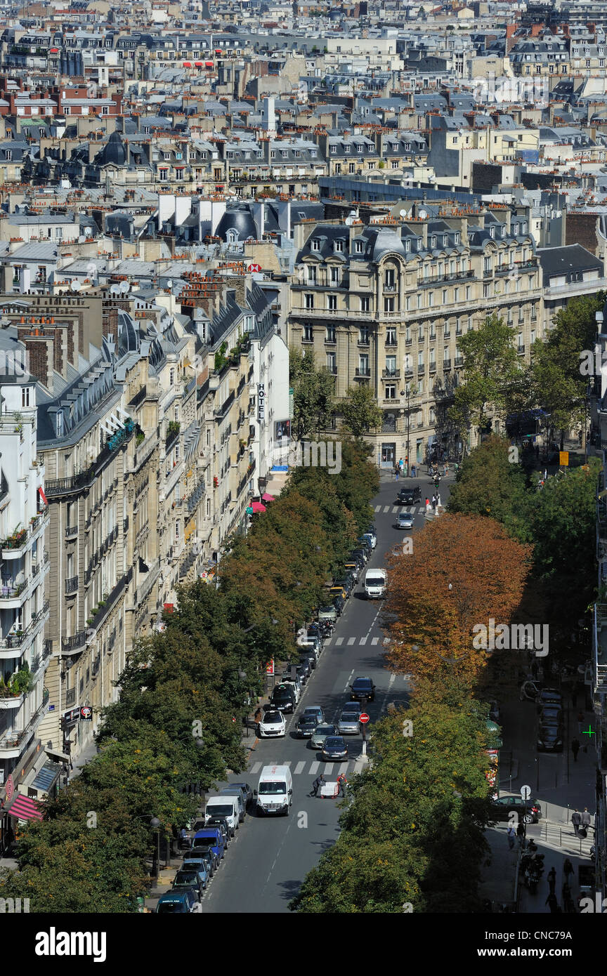 Francia, París, y la Avenida Mac Mahon, visto desde la parte superior del arco triunfal Foto de stock