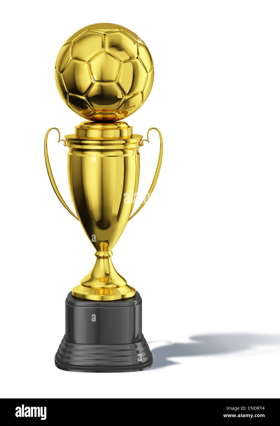 Trofeo Copa, con una pelota de fútbol en la parte superior. Todo en oro,  con negro en el sótano Fotografía de stock - Alamy