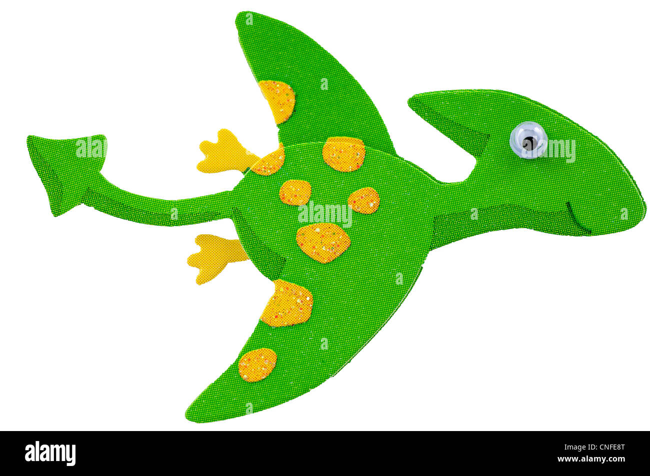 Cerca de una diversión, Pterodáctilo verde dinosaurio con googly ojos sobre  un fondo blanco Fotografía de stock - Alamy