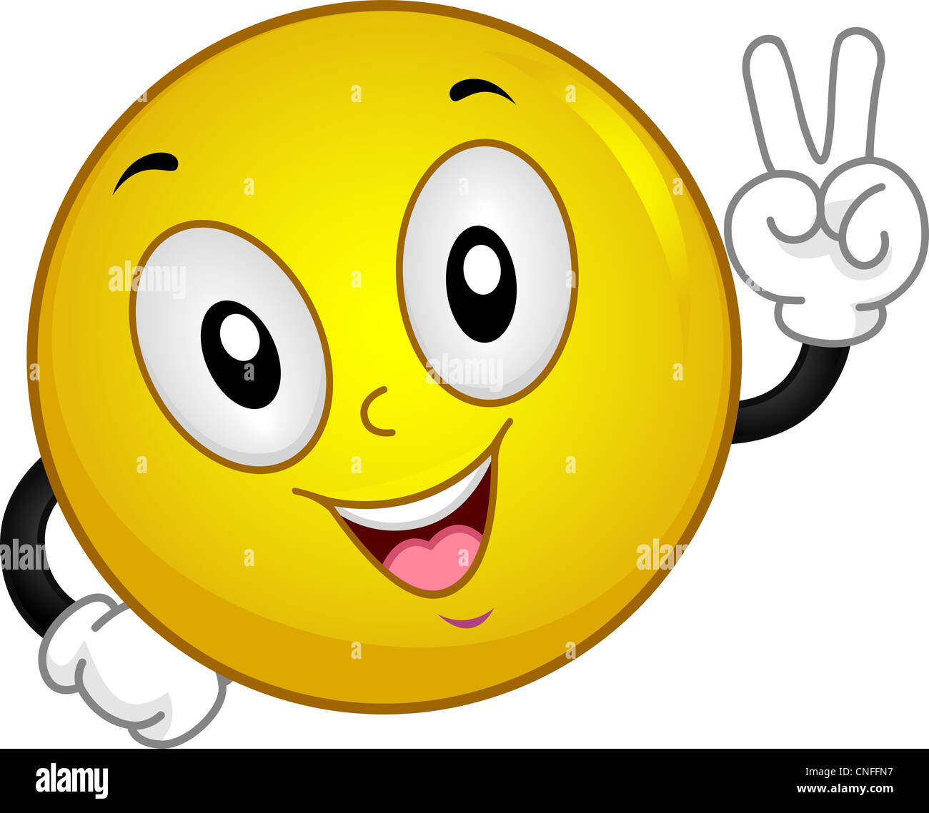 Ilustración de un emoticono haciendo un signo de paz Fotografía de